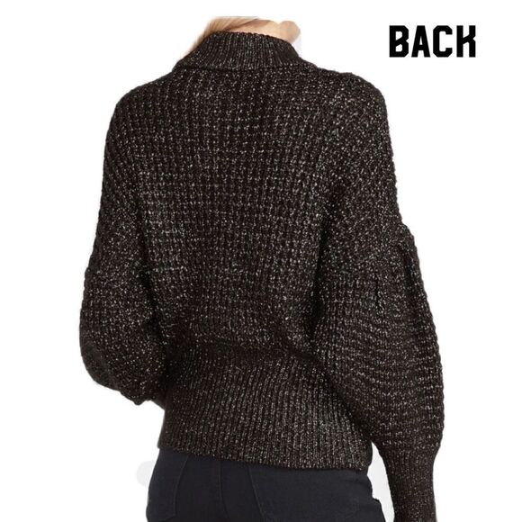 NWT Chunky knit black,metallic accent, with puffy sleeves.sz M - Picture 2 of 13